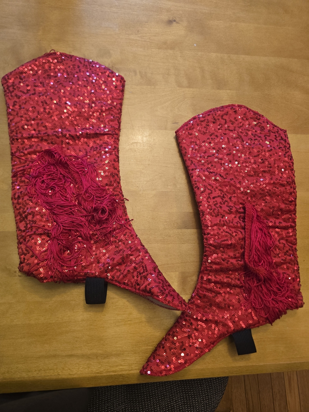 Red Sequin Fringe Women's Faux Boots (Shoe Covers)